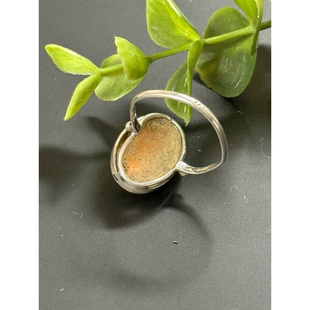 Vintage Sterling Silver Shell Cameo Ring Size 8.25 Carved Portrait 925 Jewelry - Picture 7 of 9